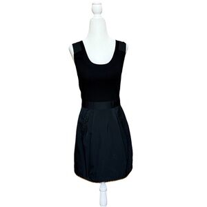 Theory Women Size 4 Dristi Wool Jersey Knit Taffeta Mini Black Dress Sleveless